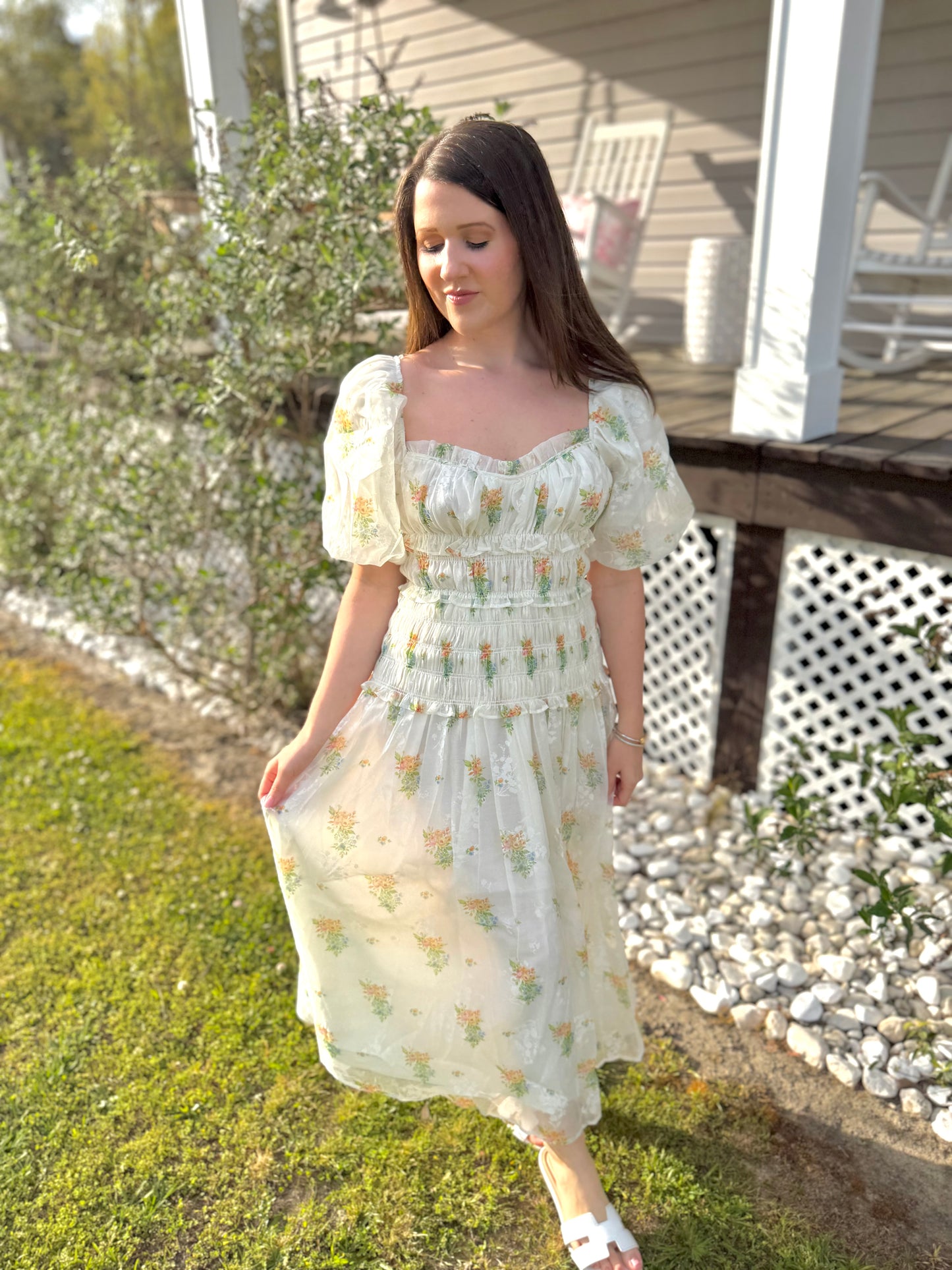 Lemon Blossom Midi Dress