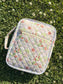 Floral quilted patchwork bible cover in pink – complete set with sticky notes, pens, and chapter tabs
