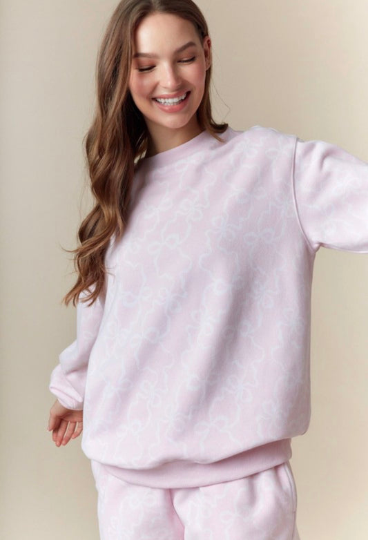 Cozy Bow Pink Sweat Set