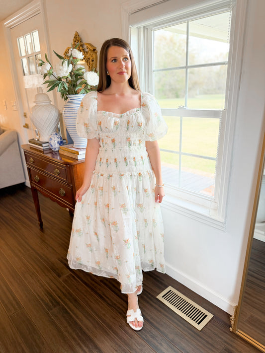 Lemon Blossom Midi Dress