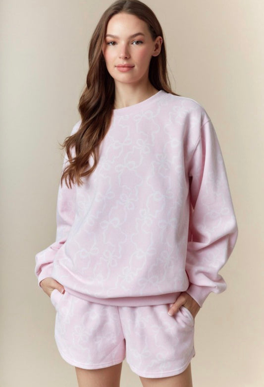 Cozy Bow Pink Sweat Set