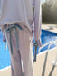 Comfortable set with velvet ties on sleeves and waist – stylish enough for work, relaxed enough for a day out