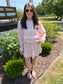 Pink floral matching skort and pullover set — a cute and comfortable outfit perfect for travel, a day o
ut, or everyday wear