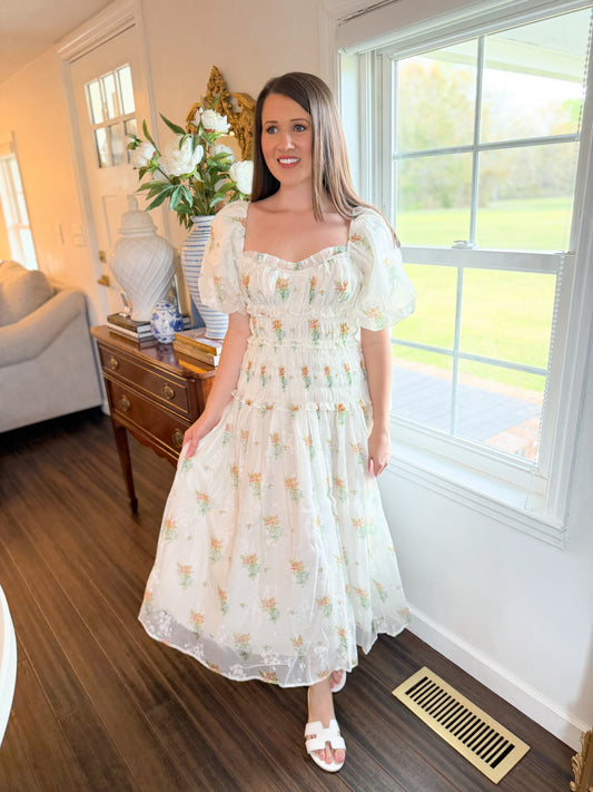 Lemon Blossom Midi Dress