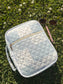Blue quilted shabby chic bible cover set with sticky notes, highlighters, pens, and chapter dividers